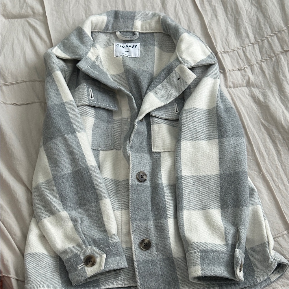 Old Navy Kids Gray and White Checkered Jacket